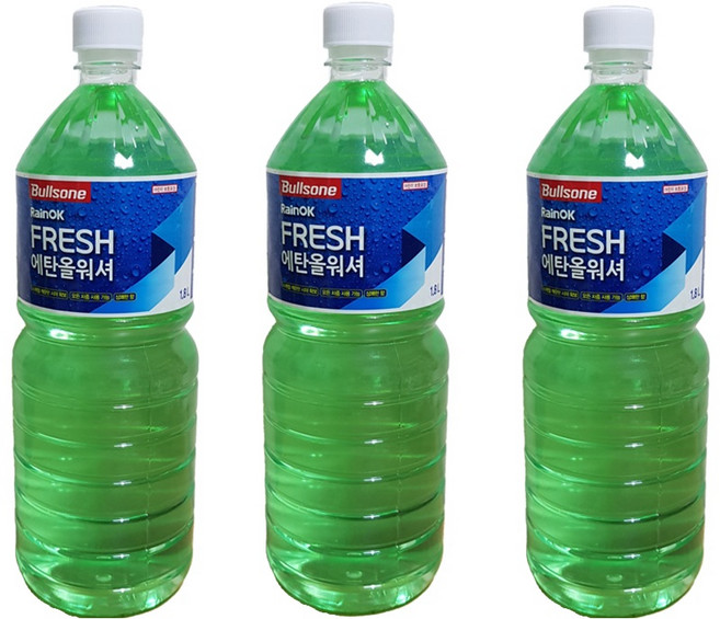 불스원 사계절용 워셔액 창유리 세정액 레인OK FRESH 에탄올 NEW 워셔액, 3개, 1.8L