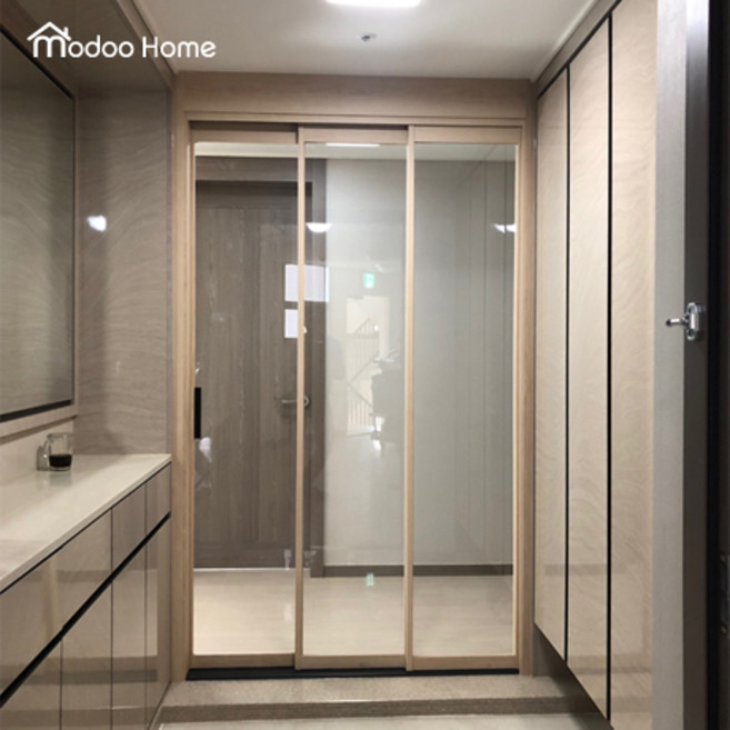 모두홈도어 3연동중문 문짝 문틀까지 알루미늄으로 제작한 친환경 프리미엄 아파트 현관중문, 초슬림형(20BAR), 투명유리(오픈형), 너비 1200mm 미만, 1개