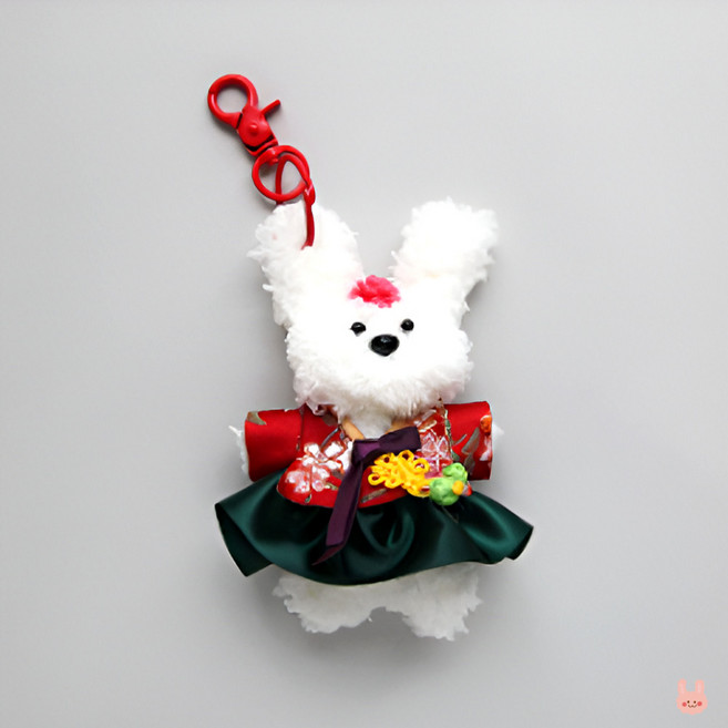 DIY키트 한복 토끼 모루 인형 키링 만들기, 크림(cream), 1개