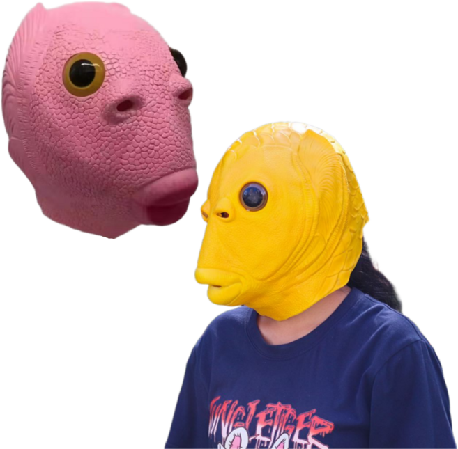 남녀공용 유쾌한 물고기 가면 코스튬 세트, 2개, 옐로우+핑크