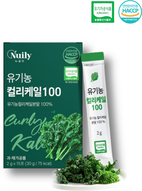 컬리케일 이탈리아산 유기농 곱슬케일 분말 가루 스틱 포 식약청인증 효능, 1개, 29.9g