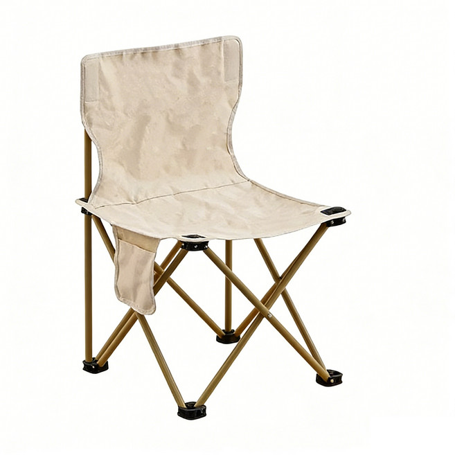 초경량 접이식 캠핑 의자 120kg 하중 | 베이지 아웃도어 접이식 체어 사이드 포켓, 1개, 화이트