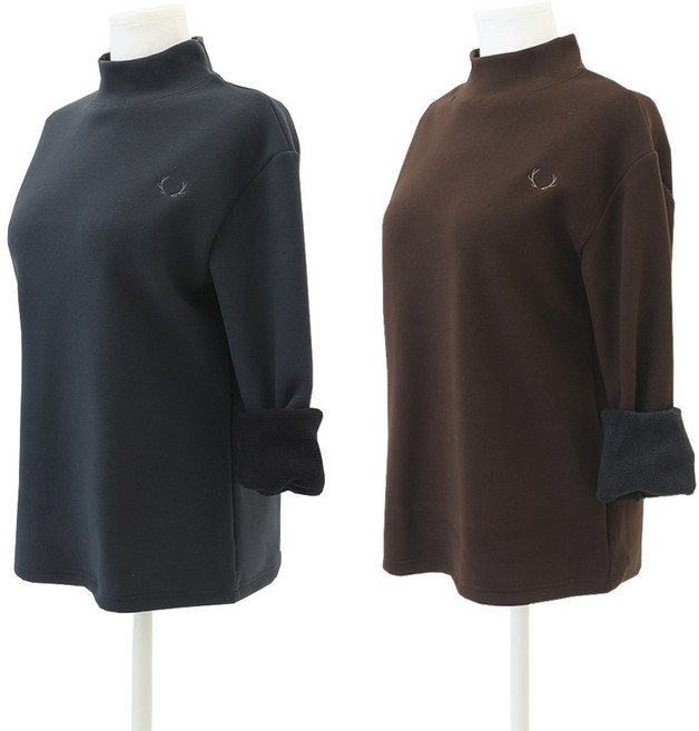 비비진 중년여성 도톰한 겨울 기모 후리스 목폴라 긴팔티 1+1