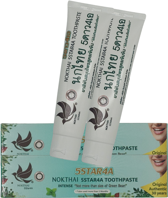 5star4a 태국 왕실 콩알치약 입냄새 구치제거 잇몸케어 천연 허브 치약 본품 70g 2+여행용 대나무칫솔 증정, 2개