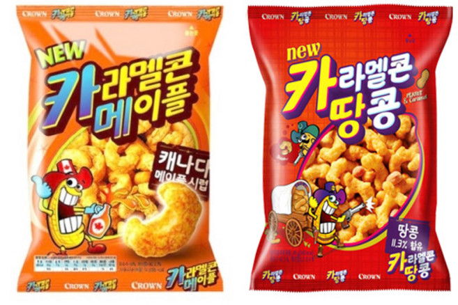 카라멜콘 땅콩72g x 6개입 + 카라멜 메이플콘74g x 6개입 1세트, 876g