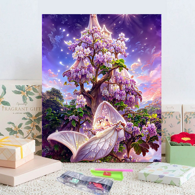 STPT 산수 풍경화 액자 보석십자수 캔버스형 DIY 키트, 30x40, 린R055