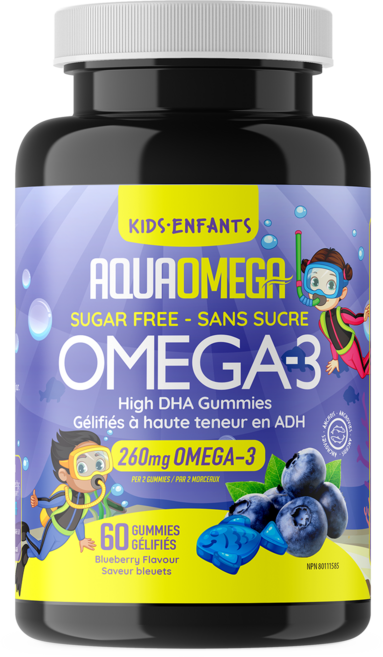 아쿠아오메가 초고순도 알티지 고함량 고농축 ADHD 200mg EPA 260mg 오메가3 40mg DHA 660IU 비타민D 어린이용 구미 젤리 블루베리맛, 1개, 60구미(젤리), 60정