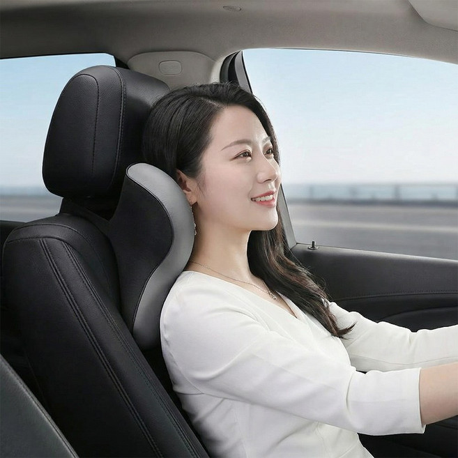 YF 1+1경추 보호 자동차 메모리폼 목쿠션 프리미엄 목베개, 2개, 그레이