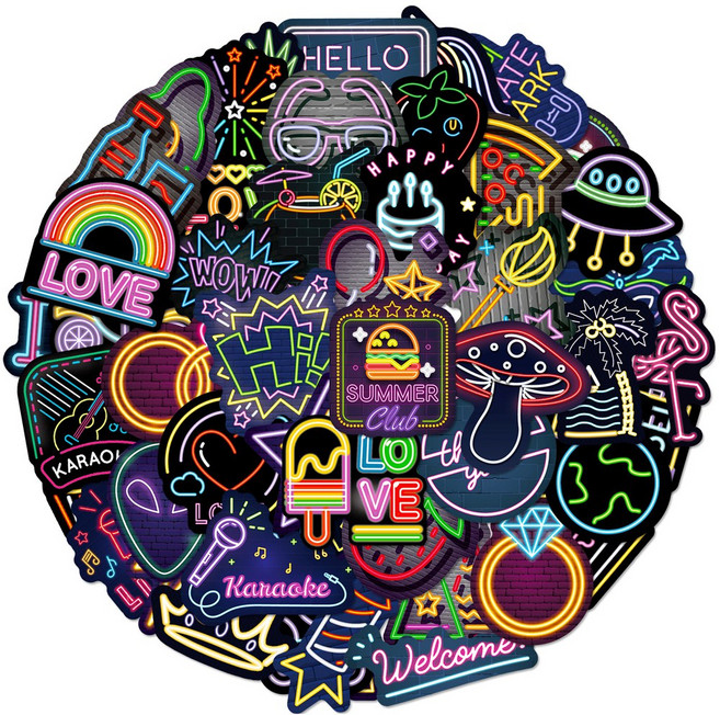 포트렘 캐리어스티커 노트북스티커 꾸미기, 1세트, 10_네온