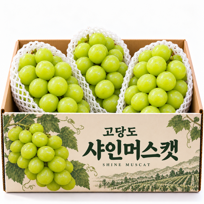 [하루50박스] 20brix 프리미엄 고당도 샤인머스캣, 1박스, 2kg(2~4수)