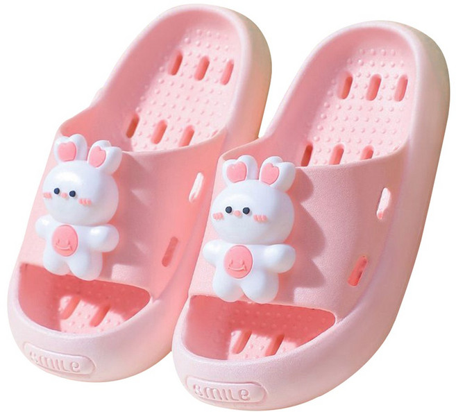 투데이리빙 어린이 캐릭터 욕실 슬리퍼 미끄럼 방지 욕실화 물빠짐 통기 구멍 실내화 볼넓은 도톰 폭신한 화장실 신발, 1개, R98761A(핑크