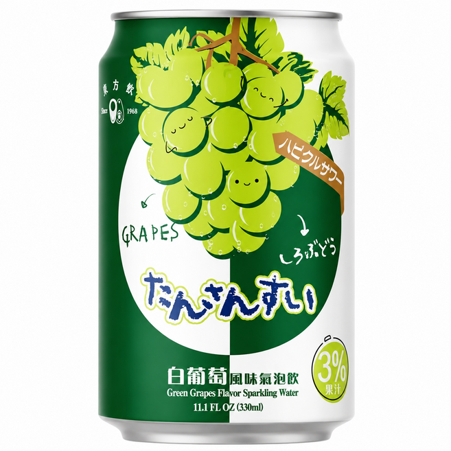 東方飲 白葡萄風味氣泡飲, 24個, 330ml