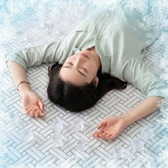 리보아 침대 냉감패드 여름 아이스 쿨매트 고정밴드형, 그레이