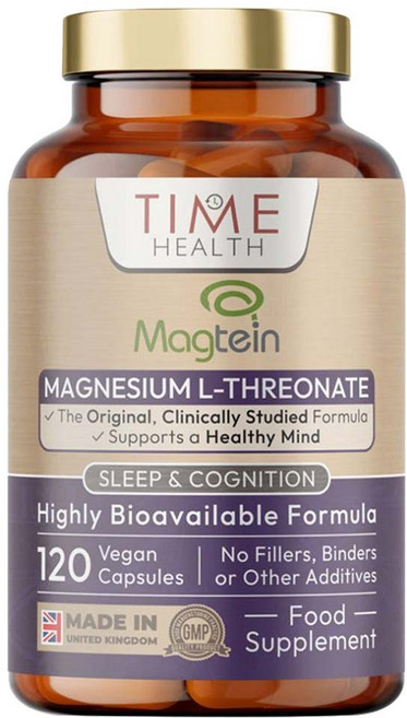 Time Health 鎂質 鎂 L-蘇胺酸 純素膠囊, 1個, 120錠