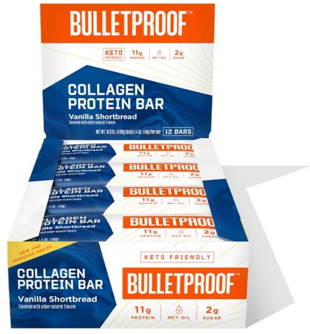 Bulletproof 블릿프루프 콜라겐 프로틴바 바닐라 쇼트브레드 40g x 12개입, 1박스 - 쿠팡
