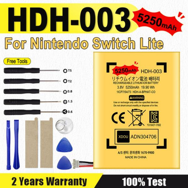 5250mAh HDH-003 닌텐도 스위치 라이트 새 배터리 업그레이드된 교체 설치 도구가 포함된 충전식 리튬 이온, 01 1pcs