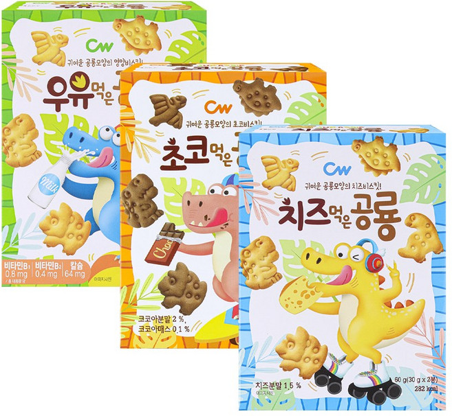 청우 먹은 공룡, 1세트, 우유 60g + 초코 60g + 치즈 60g