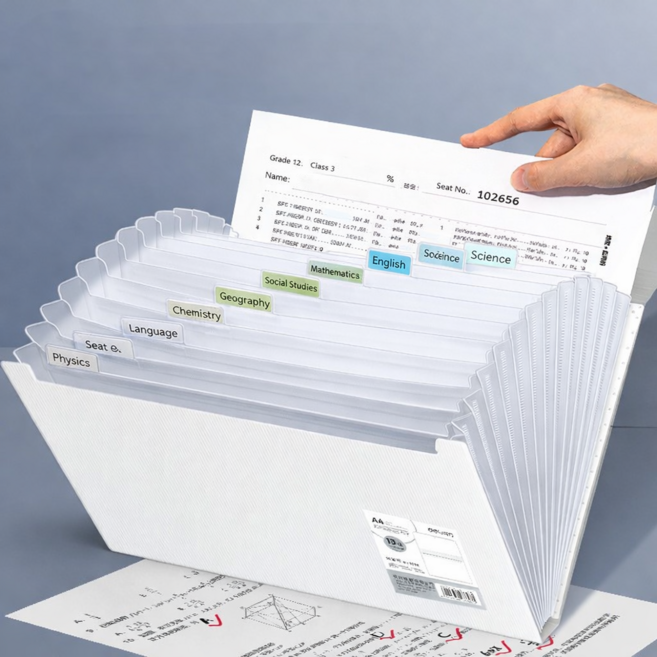 코지드 깔끔정리 A4 아코디언 파일 13칸 파일철, 화이트, 1개