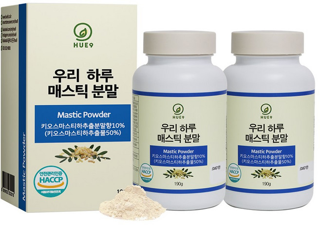 휴나인 그리스산 WE하루 매스틱 분말 가루, 2개, 190g