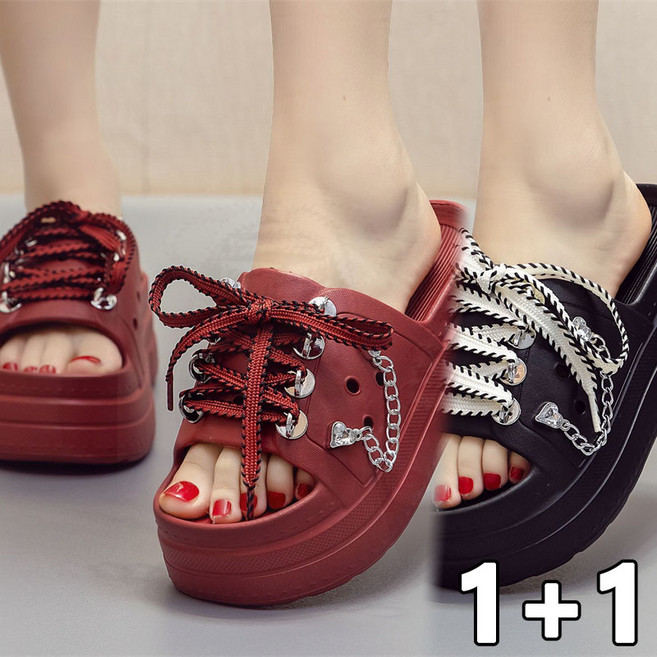 AOKADA 1+1여성 여름 미끄럼방지 키높이 통굽 EVA 슬리퍼 발편한 사무실 실내화