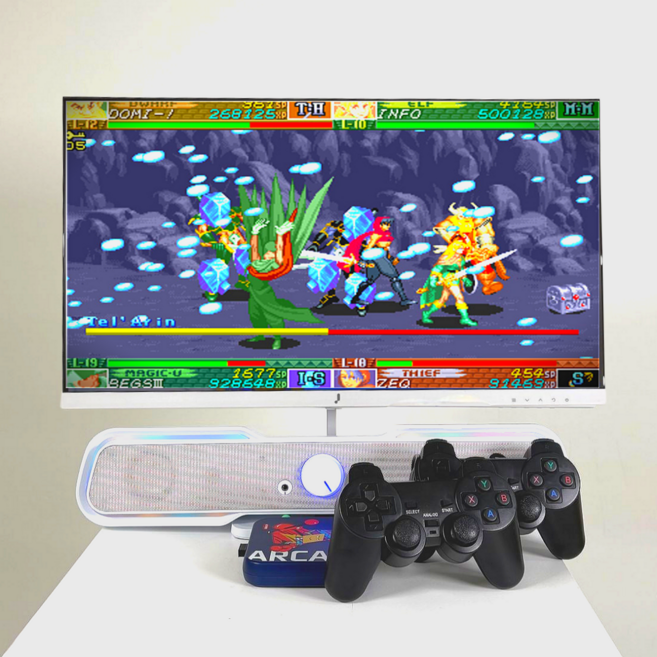 그린플래그 월광보합 아케이드 박스 한방팩 적용 게임기 한글판 휴대용, 한글판 7000개 게임팩, 파우치 포함