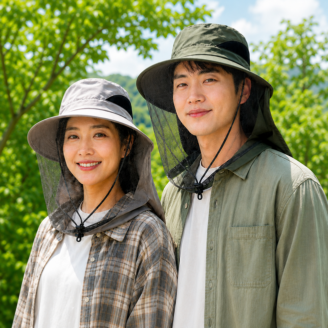 [답답함제로] 로미크 모기장 모자 농사용 등산 여름, 쿨그레이