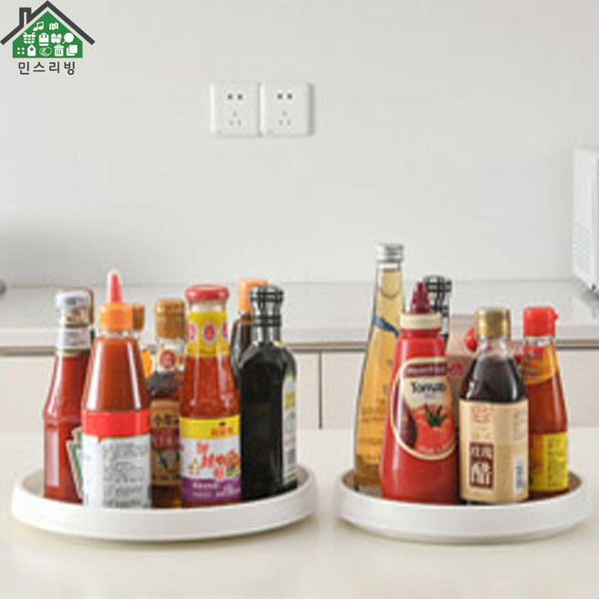 민스리빙 정리 양념통 실버미어 회전트레이 수납 주방 핫 소, 혼합색상