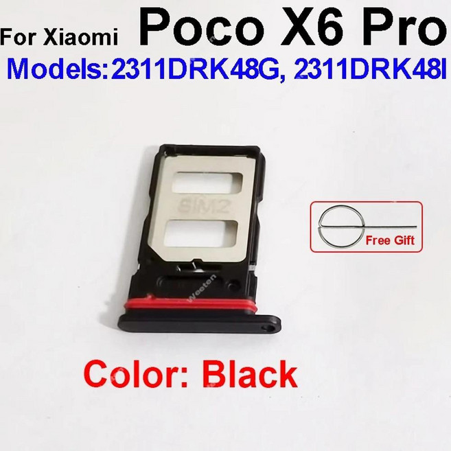 포코 프로 네오 카드 리더 슬롯 홀더 어댑터 소켓용 트레이 교체 부품, 1개, 색상: 9. Poco X6 Pro Black