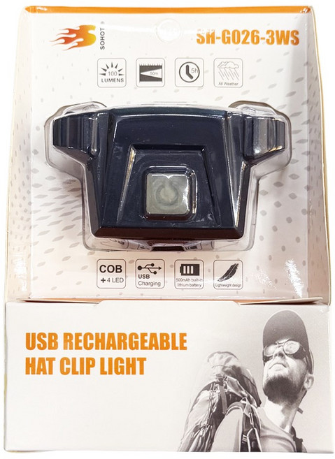 COB LED 모션 센서 캡라이트 동작감지 헤드랜턴 USB 충전식 낚시랜턴 캠핑랜턴, 1개