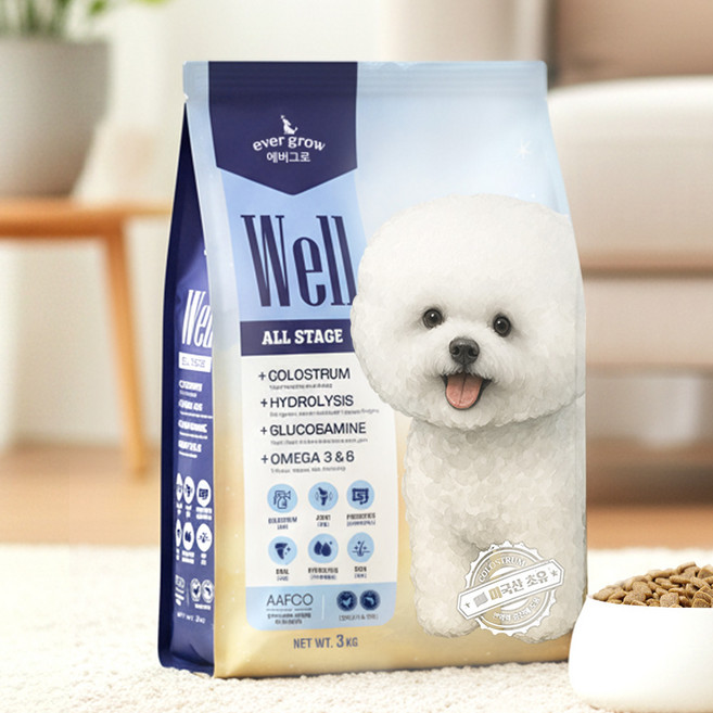 에버그로웰 강아지 대용량 3kg 전연령 우유 반습식 사료, 1개