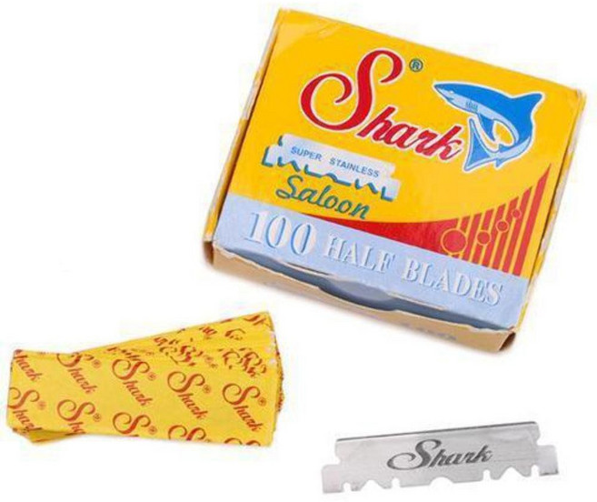 샤크 하프날 100개 일자면도기, 100개 (1팩)