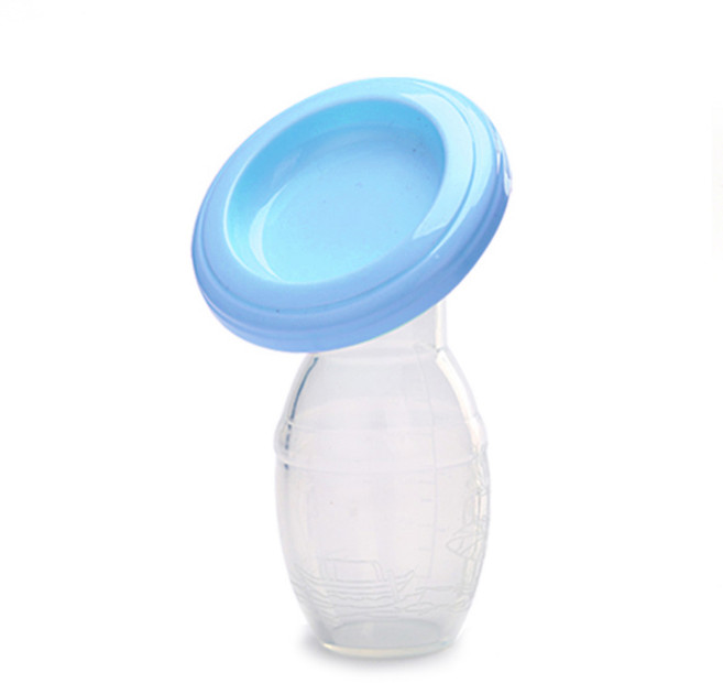 AOHAO BPA 프리 실리콘 수동 유축기, 블루, 1개