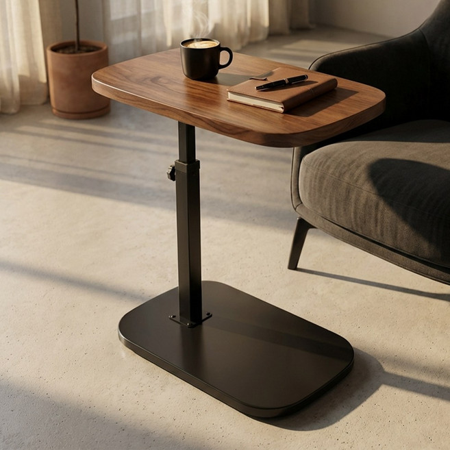 앞날창창 높이조절 쇼파 침대 사이드 테이블, 월넛