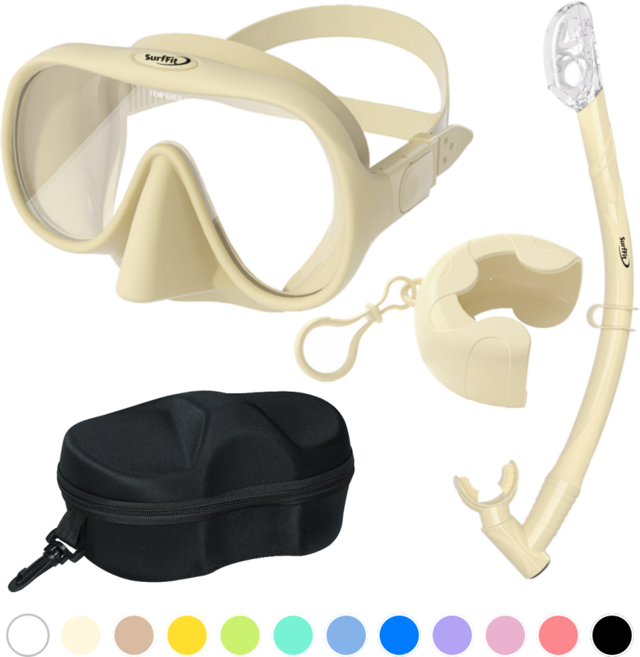 써핏 물유입차단 접이식 스노쿨링 세트, 버터크림