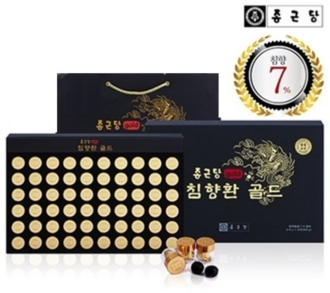 [종근당] 침향환 골드 3.75g*60환 (침향7%) + 쇼핑백포함, 225g, 3박스