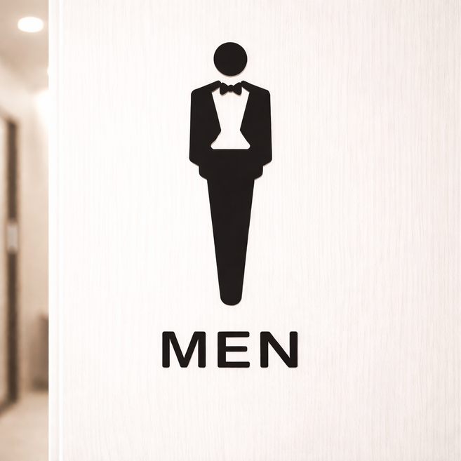 하스몰 도어사인 접착식 화장실 표지판 팻말, 1개, 블랙 MEN