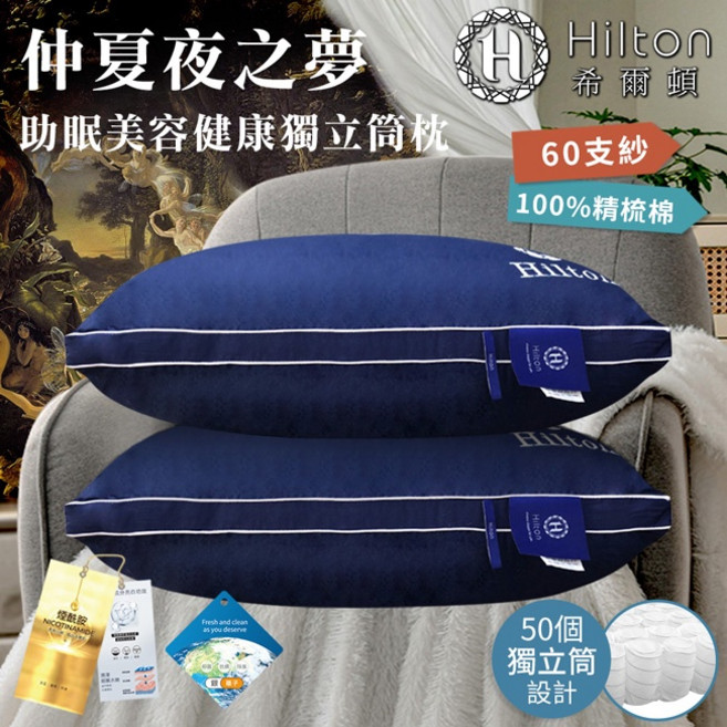 Hilton 希爾頓 銀離子美容健康獨立筒枕, 1個