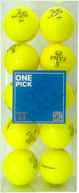 [원픽] 최상급 퀄리티 로스트볼 특A+급 파이즈 형광옐로우 비거리 골프공 라운딩용, 1개, 10개입, 노랑