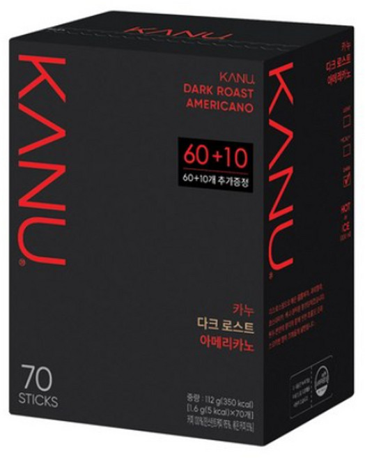 맥심카누 다크 로스트 1.6g 70스틱 커피 음료수, 70개입, 1개