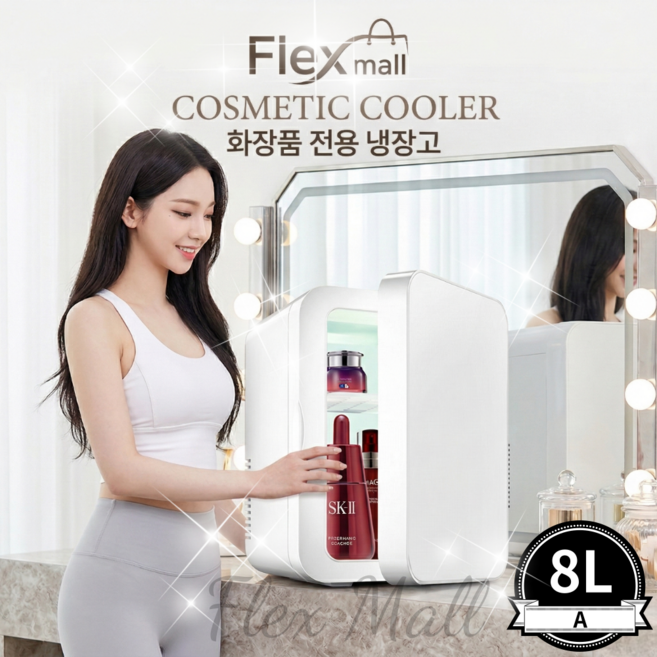 플렉스몰 화장품 냉장고 차량용 가정용 일반형 고급형 미니 소형 미러 LED 저소음 냉온장고, A8L