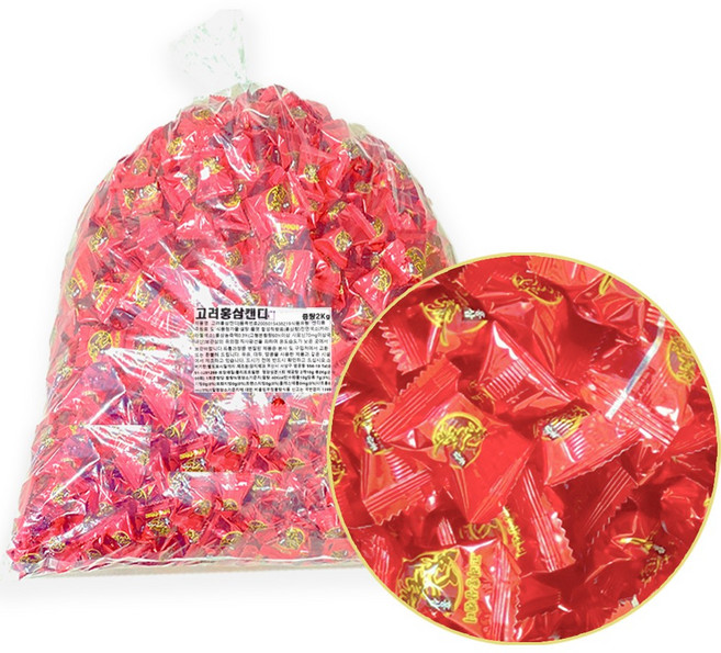 양지제과 홍삼캔디 대용량 4KG (약 400개별포장) 업소용 벌크 사탕, 1개