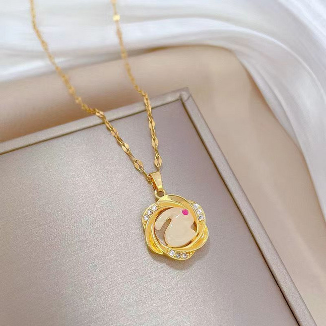 Sun_Plus 金色玉兔項鍊 女款時尚鎖骨鏈 溫柔百搭飾品