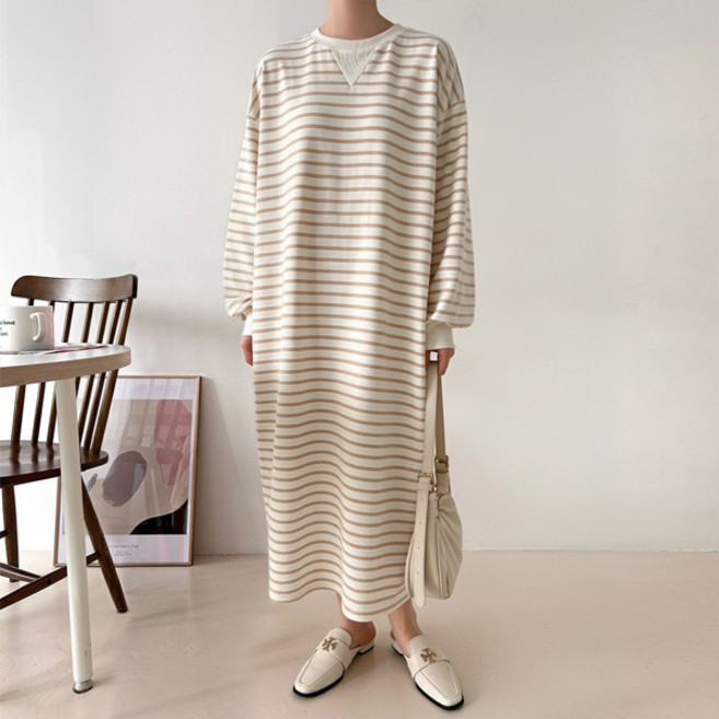 마이쏭 여성 빅사이즈 기모원피스 임부복 바이브단가라롱원피스(기모)