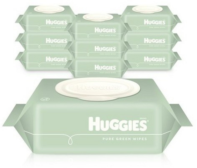 하기스 퓨어 그린 유아물티슈 캡형, 72개입, 16개