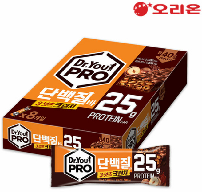 오리온 닥터유프로 단백질바 3-넛츠 크런치, 70g, 8개