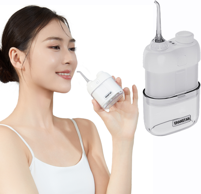 ERAN스타 미니 무선 물치실 구강세정기 IPX7급 방수 휴대용/여행용/캠핑용/출장용, 화이트