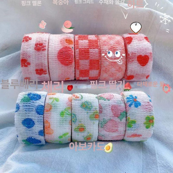 손톱물어뜯기 방지 밴드 네일 버릇 골무 손뜯기 스티커, 너비 2.5 cm 길이 4.6 m, 1개, 핑크 프루트 시리즈 10 롤 롤 하나 더 추가