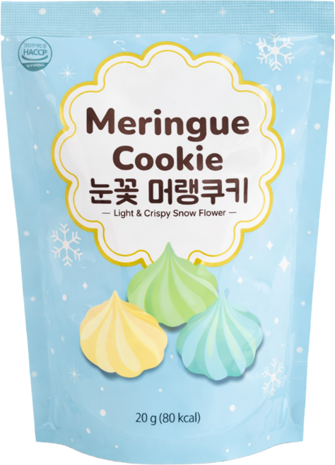 마늘빵집 눈꽃머랭쿠키 아이간식 어린이집 유치원 생일 답례품 행사 선물용 디저트, 20g, 6개