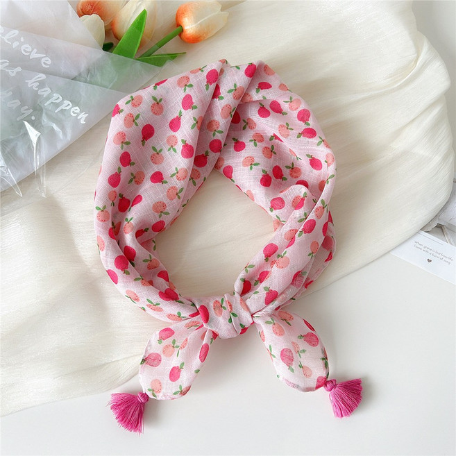 [리브나인] 환절기 목보호 부드러운 면 머플러 미니 쁘띠 스카프 (60x60) 14종 택1