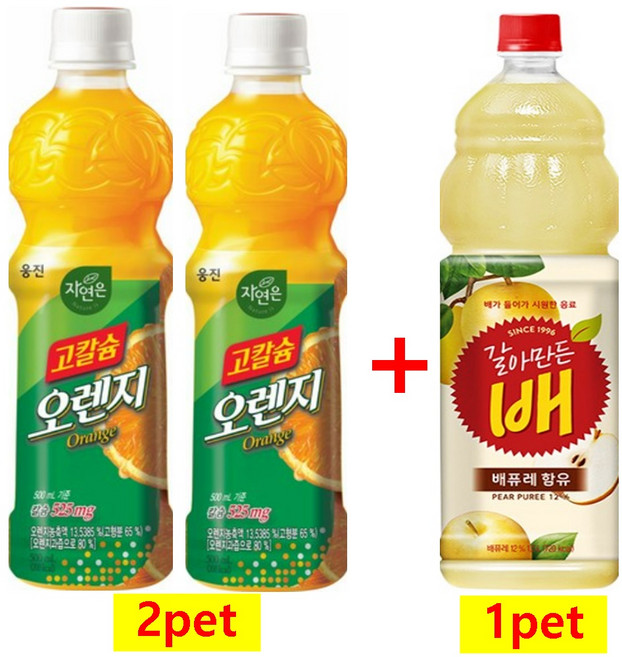 자연은고칼슘1.5리터 + 갈아만든배1.5리터, 3개, 1.5L